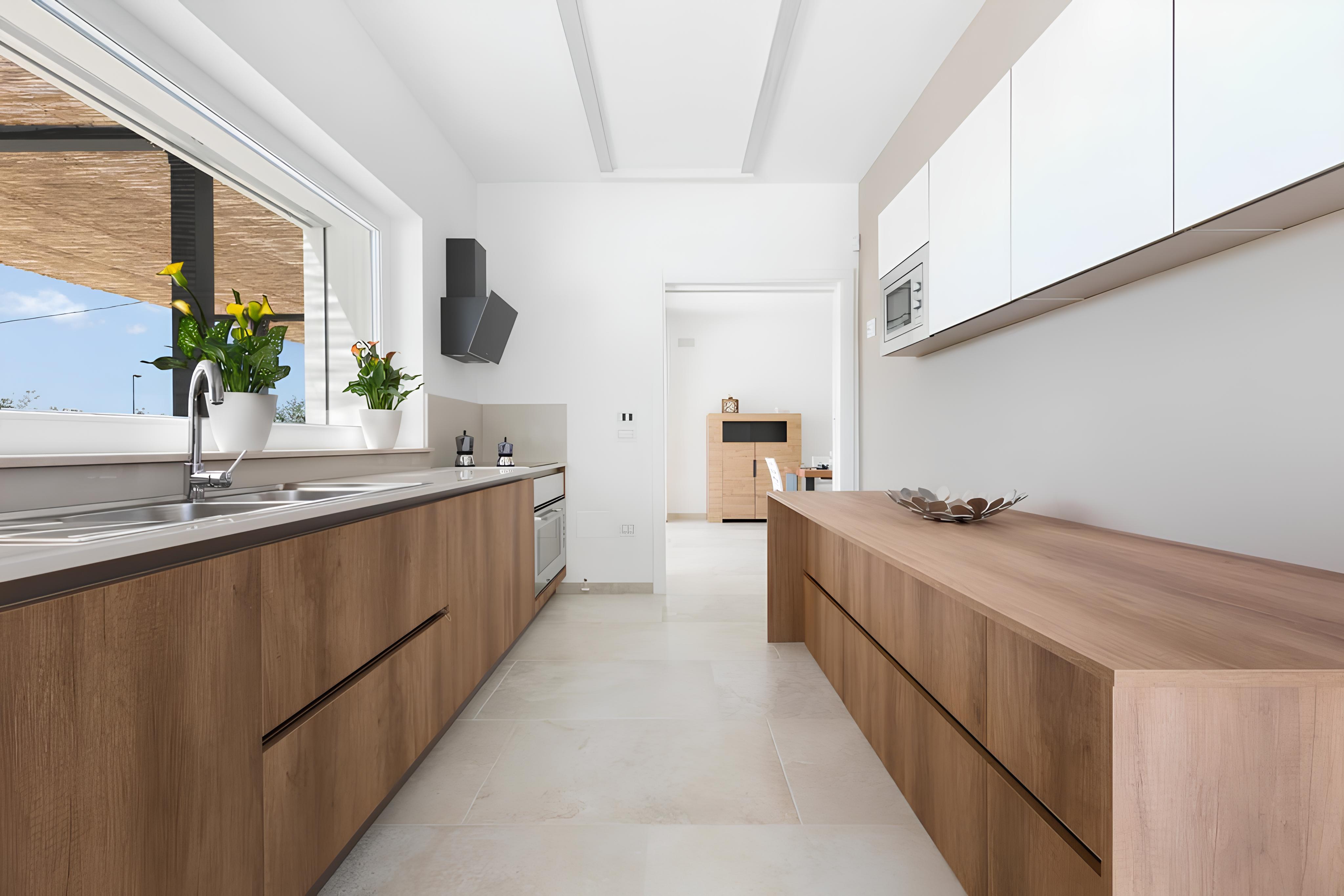 Bright kitchen with wood cabinetry